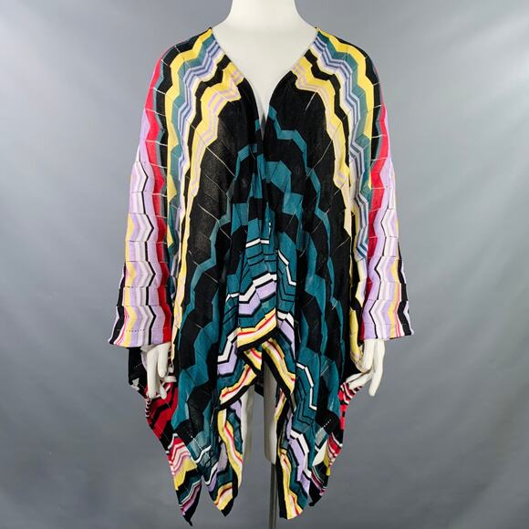 MISSONI One Size Multi Color Cotton Blend Zig Zag Shawl Casual Top - Picture 1 of 6
